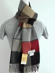 Sciarpa uomo invernale check-plaid rosso grigio.Nero.Cashmere Feel~caldo*unisex - Foto 1 di 2