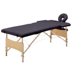 Massageliege Klappbar 2-Zonen mit Holzgestell Lila - Bild 1 von 9