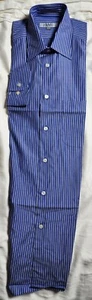 XMI Classic Blue Dress Shirt Striped Cotton Button Up Long Sleeve Size 16R - Picture 1 of 4