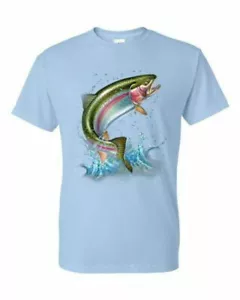 Camiseta - TRUCHA ARCO IRIS DE ACCIÓN - NOVEDAD DE PECES PESCA DIVERSIÓN Adulto DryBlend® - Imagen 1 de 32