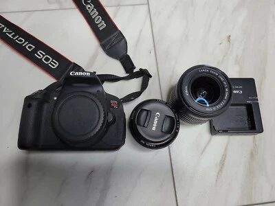 canon rebel t5i camera 18-55mm and 50mm lens - Image 1 of 4
