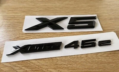 Gloss Black X5 xDrive 45e Trunk Badge Emblem Sticker For X5 xDrive 45e G05 - Image 1 of 3