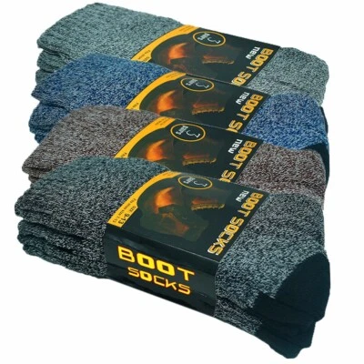12 Pairs Mens Winter Heavy Duty Thermal Warm Cotton Boots Crew Work Socks 9-13 - Image 1 of 4