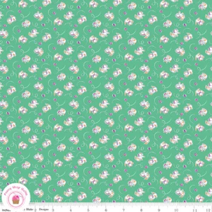 Riley Blake BASIN FEEDSACKS 12290V Green Kittens Quilt Fabric 30's Reproduction - Picture 1 of 4
