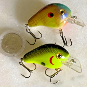 LOT 2 NORMAN USA FAT BOY CRANKBAITS CHART SHAD FISHING LURE SQUARE BILL PERCH - Picture 1 of 8