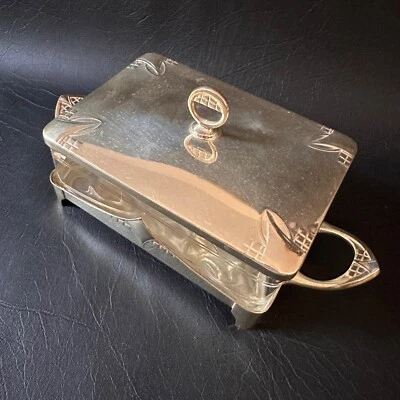 RARE VINTAGE ANTIQUE WMF GERMANY ART NOUVEAU SILVER PLATE LIDDED BUTTER DISH - image 1 of 4