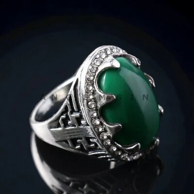 玉石宝石 925 纯银戒指 男式 #AL680 — 第 1/4 张图片