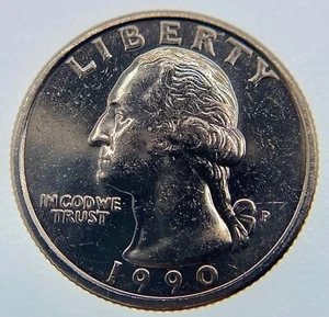 1990 P Washington Quarter 25C: Brilliant Uncirculated, Mint Set Coin (SKU 089) - Picture 1 of 2