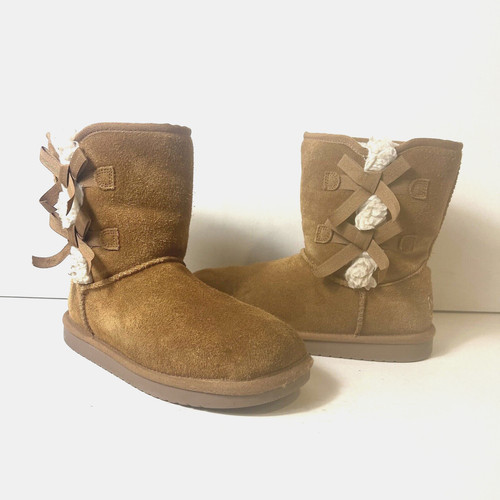 Stivali Koolaburra by UGG da donna taglia 5 morbidi corti scamosciati stivaletti marroni scarpa pull on