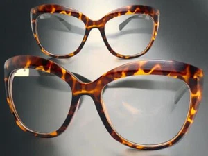 Womens Classic Vintage Retro Cat Eye Style Clear Lens EYE GLASSES Tortoise Frame - Picture 1 of 6