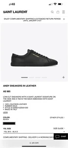 YSL Andy sneakers Women's size 40 NEW - Picture 1 of 8