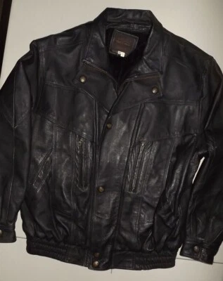 CHAQUETA MOTO DE CUERO RARA Vintage Moda BELLAGIO Italia Mediana O154 Foto 1 de 4