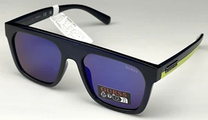 GUESS GO00068 84C Men's 55mm Black Frame Blue Mirror Lens Sunglasses NEW - Picture 1 of 3