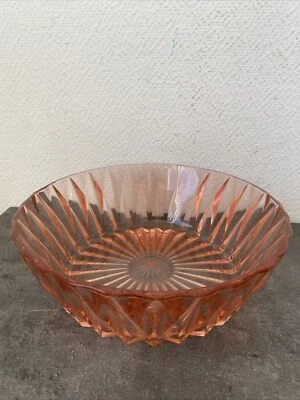 Ancien Saladier Coupe A Fruit En Verre Rose Deco Cuisine Rétro  - Photo 1/4