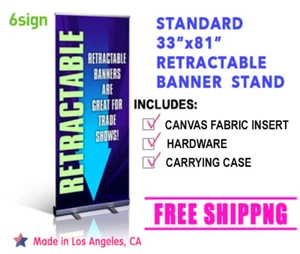 33" x 81" Premium Retractable Roll Up Vinyl Banner Stand Display + Free Printing - Picture 1 of 8