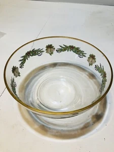 Large Gold Rimmed Clear Holiday Serving Bowl - Picture 1 of 2