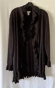 EXKLUSIV MISOOK braune Strickjacke mit Rüschen Gr. L - Bild 1 von 6