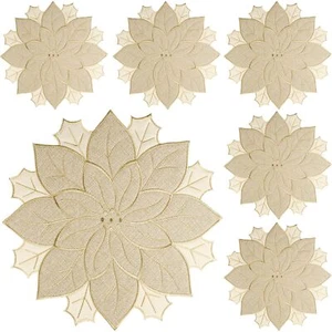 Christmas Placemats Set of 6 Christmas Decorations Indoor Round Christmas Pla... - Picture 1 of 7