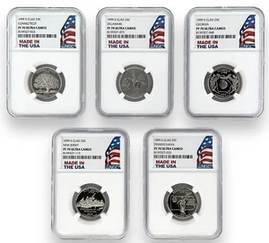 1999 S Clad Quarter 5 Coin Set NGC PF70 Ultra Cameo - Made In USA Holder - Picture 1 of 2