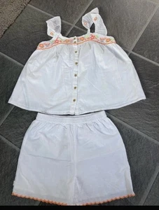 Primark Girls Short Set Shorts & Sleeveless Top Age 10/11 Yrs White Orange G.con - Picture 1 of 14