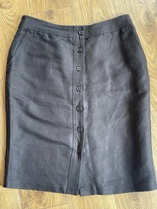 Ralph Lauren linen and cotton pencil Skirt Black US 8 UK 10/12 Button front - Picture 1 of 5