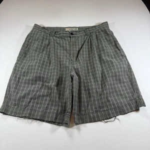 Vintage 90s Structure Pleated Plaid Grunge Loose Shorts Green Mens Size 34 - Picture 1 of 13