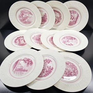 Lotto 11 pezzi piatti Wedgwood Amherst College gelso scene vintage set MCM - Foto 1 di 24