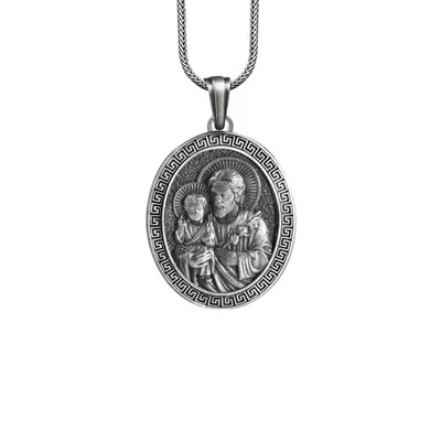 Collana in argento sterling con ciondolo San Giuseppe regalo cristiano... - Immagine 1 di 4