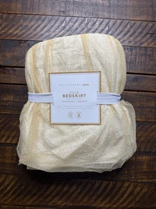 Pottery Barn Teen Tulle Queen Bed Skirt Gold 18” Drop NWT - Picture 1 of 3
