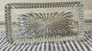 Vintage Pressed Glass Rectangular Relish Tray Butter Dish Starburst Pattern 2 - Picture 1 of 7