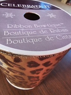 Wired Edge Ribbon Celebrate It Animal Print 5.25x25 ft. New - Image 1 of 4