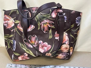 DANA BUCHMAN Dark Maroon Colorful Floral Tote Handbag - Picture 1 of 6