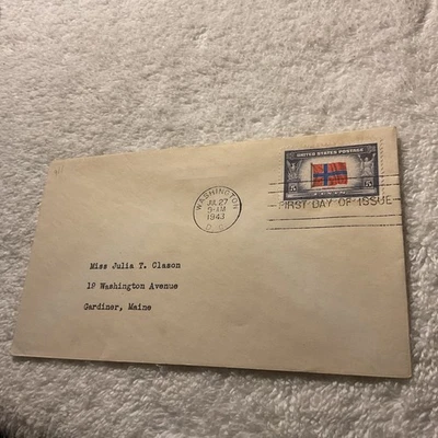 U.S.-(-1943-)-NORWAY.WW2 Patriotic-OVERRUN COUNTRIES-FDC.#2 - Image 1 of 2
