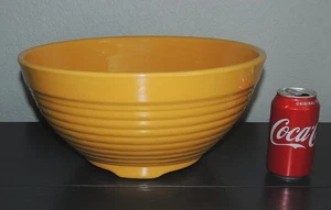 Bauer California Keramik riesiges Ringgeschirr gelb 14" Bowle/Salatschüssel mit Fuß - Bild 1 von 7
