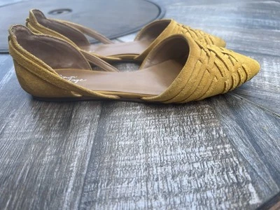 Crown Vintage Puntera Punta Plana Roalia Para Mujer Talla 7 Amarillo Gamuza Tejido Sin Cordones Foto 1 de 4