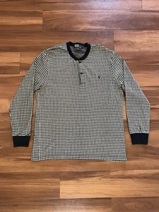 Polo Ralph Lauren Black White Houndstooth Cotton Henley Sweater Men’s Size Large - Picture 1 of 13