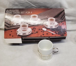 Paul Revere Silversmiths Silver Plated Demi Tasse Cups , Plates and Spoons Set - Picture 1 of 5