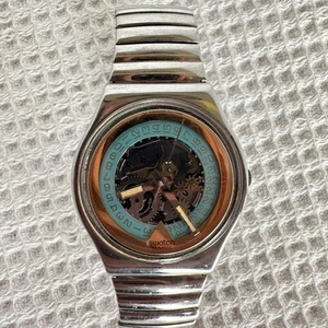 Swatch Herren Gent Flex Day Off Uhr Klar Kristall Sichtwerk Silber Gold - Bild 1 von 7