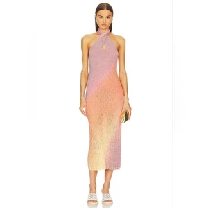 Jonathan Simkhai Felly Halter Dress Azalea Ombre Beach Women's Size Medium - Picture 1 of 6