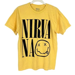 Officially Licensed Nirvana Nevermind Smiley Grunge Tee Yellow Medium - Picture 1 of 6