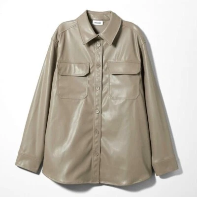 WEEKDAY Hemd / Jacke 'Nancy Shirt' - Lederimitat - mole (graubraun) - M - w. NEU - Bild 1 von 4