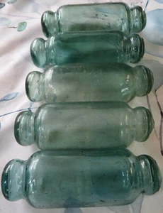 Japanese Glass FLOATS 6" ROLLING PIN Lot-5 Sea Greens Fishing ROLLERS Vtg USA BZ - Picture 1 of 11