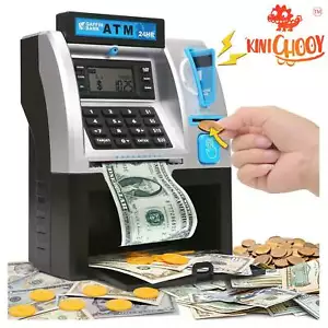 Kids ATM Piggy Bank with Password-Electronic Money Saving Box for Boy Girls Gift - Picture 1 of 16