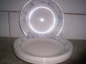 Corelle FIRST OF SPRING Bread/Dessert Plates 6.75” Set Of 7 Sandstone Blue/Wh - Picture 1 of 5