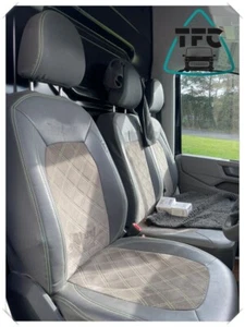 TAILORED SEAT COVERS FOR VW CRAFTER WITH DIAMOND STITCHING AND ALCANTARA CENTRES - Picture 1 of 4