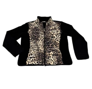 Fresh Brand Cheetah Print Fleece Jacket Size Large - Picture 1 of 1
