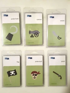 6 NEW QuicKutz 2" Metal Cutting Dies, PIRATE Theme - Sword Cannon Flag Skull Gun - Picture 1 of 9