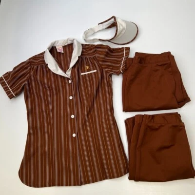 Uniforme McDonalds de colección para mujer 0 conjunto pantalones sombrero camisa 1983 disfraz escudo núcleo fa Foto 1 de 4