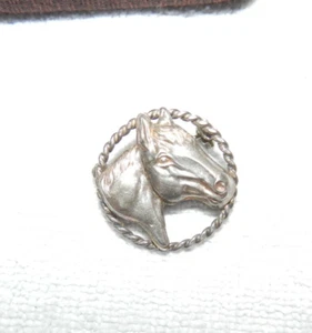 Vintage Sterling Silver Horse Head Circle Pin Brooch Equine Equestrian 1"acoss - Picture 1 of 8