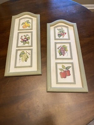 Pinturas de frutas interiores de hogar vintage decoración de pared pera uvas cerezo manzanas Foto 1 de 4